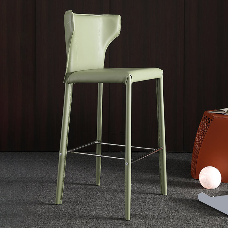 Glam Leather Counter Height Stools Low Back Bar Stools for Indoor
