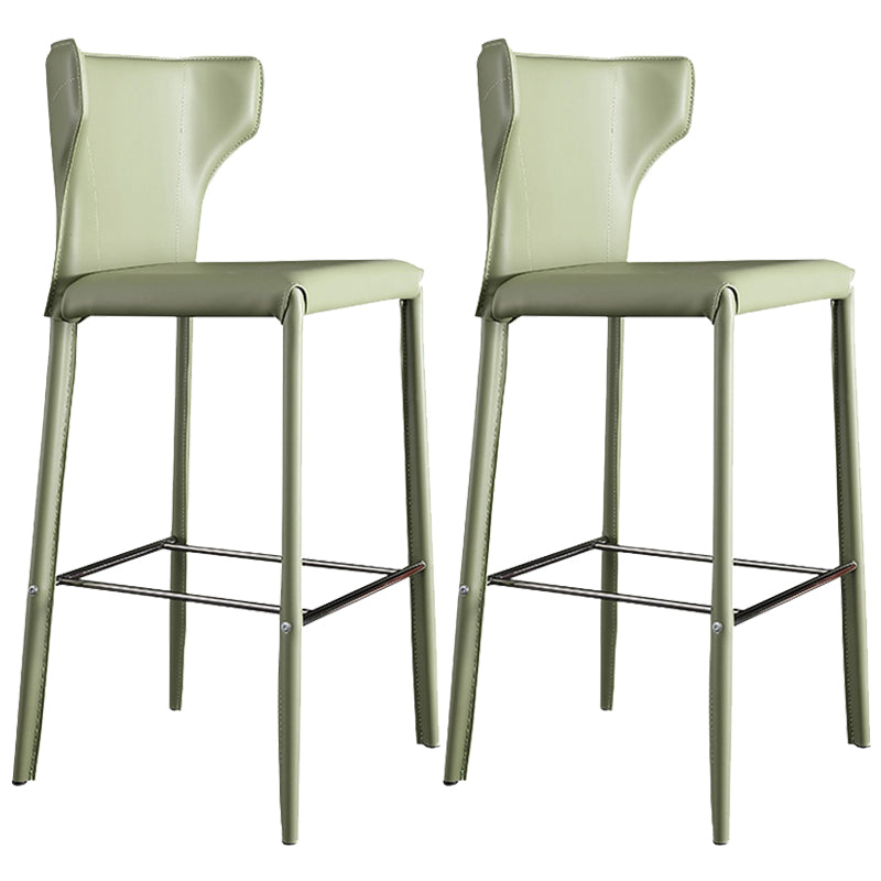 Glam Leather Counter Height Stools Low Back Bar Stools for Indoor