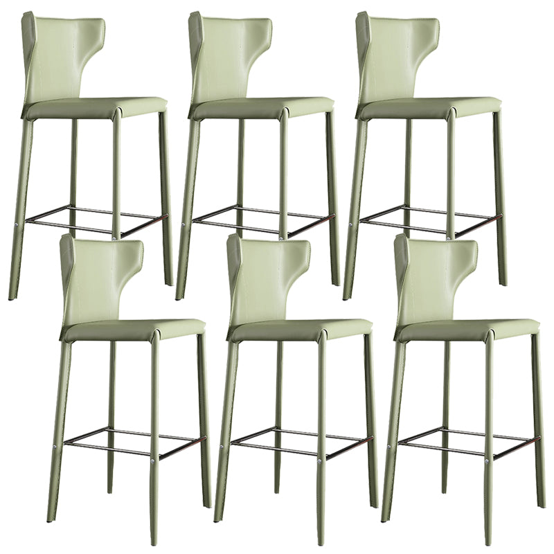 Glam Leather Counter Height Stools Low Back Bar Stools for Indoor