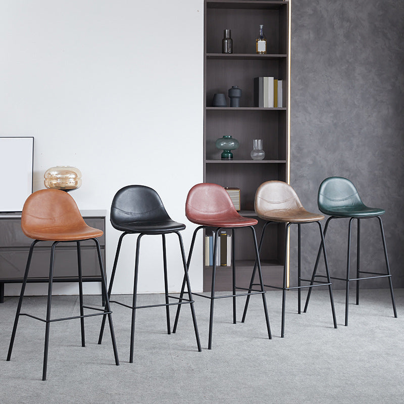Leather Bar Stool Modern Backrest Counter Stool for Bristol with Metal Base