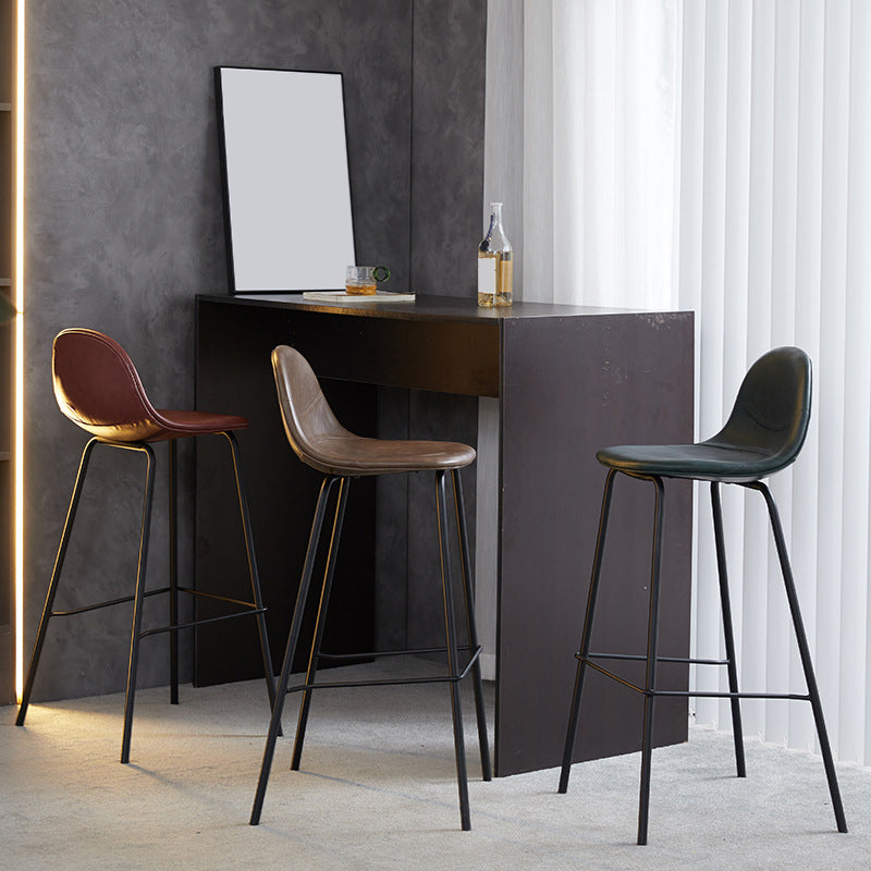 Leather Bar Stool Modern Backrest Counter Stool for Bristol with Metal Base
