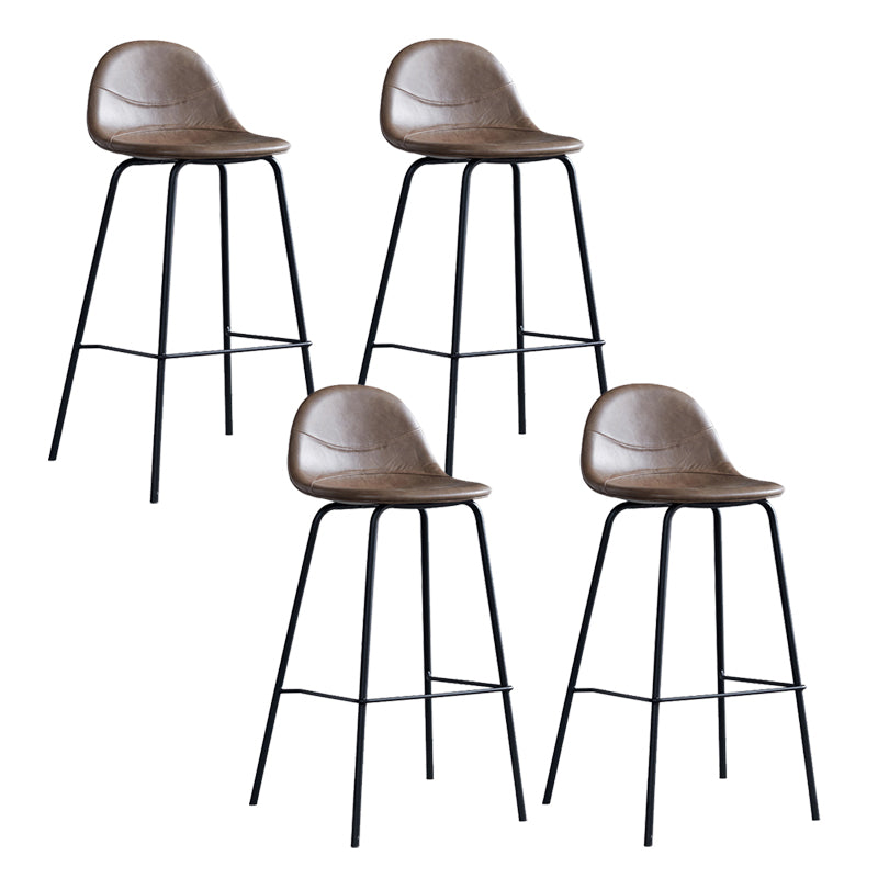 Leather Bar Stool Modern Backrest Counter Stool for Bristol with Metal Base