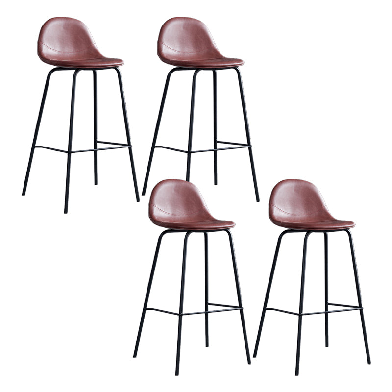 Leather Bar Stool Modern Backrest Counter Stool for Bristol with Metal Base