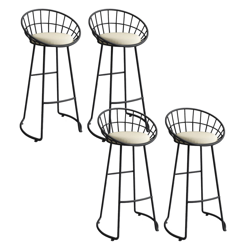 Contemporary Armless Dining Stools Metal Bar Stools with Footrest