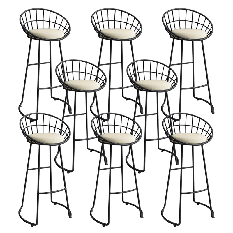 Contemporary Armless Dining Stools Metal Bar Stools with Footrest