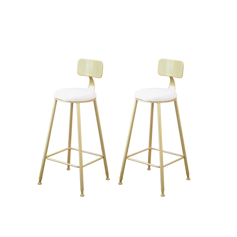 Glam Armless Bar Stool Gold Metal Base Dining Stool with Footrest