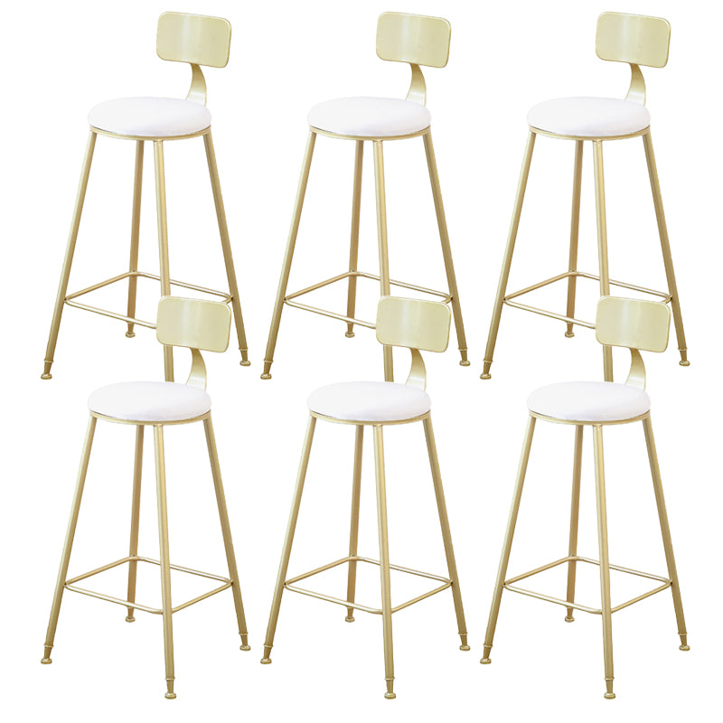 Glam Armless Bar Stool Gold Metal Base Dining Stool with Footrest