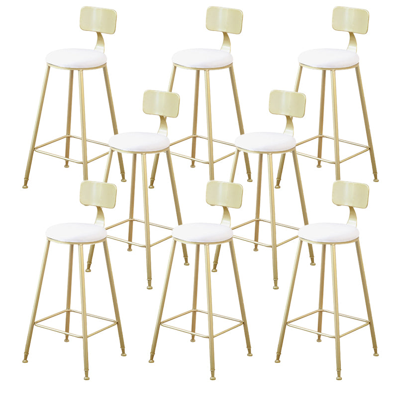Glam Armless Bar Stool Gold Metal Base Dining Stool with Footrest