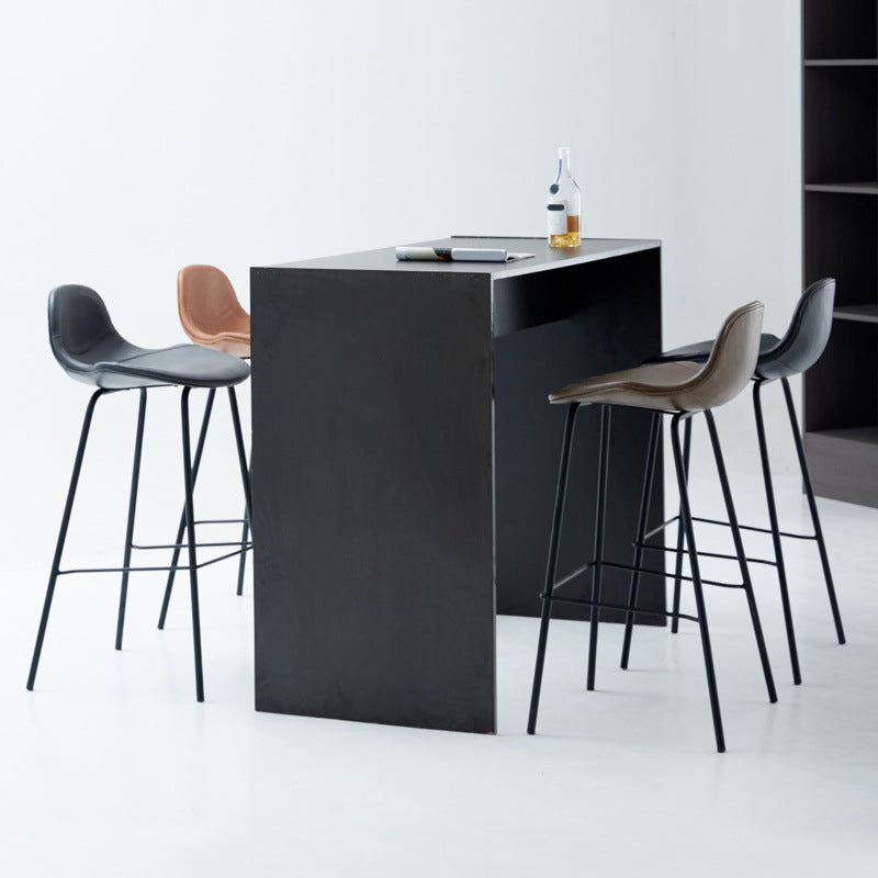 Leather Armless Bar Stool Modern Backrest Counter Stool for Dining Room