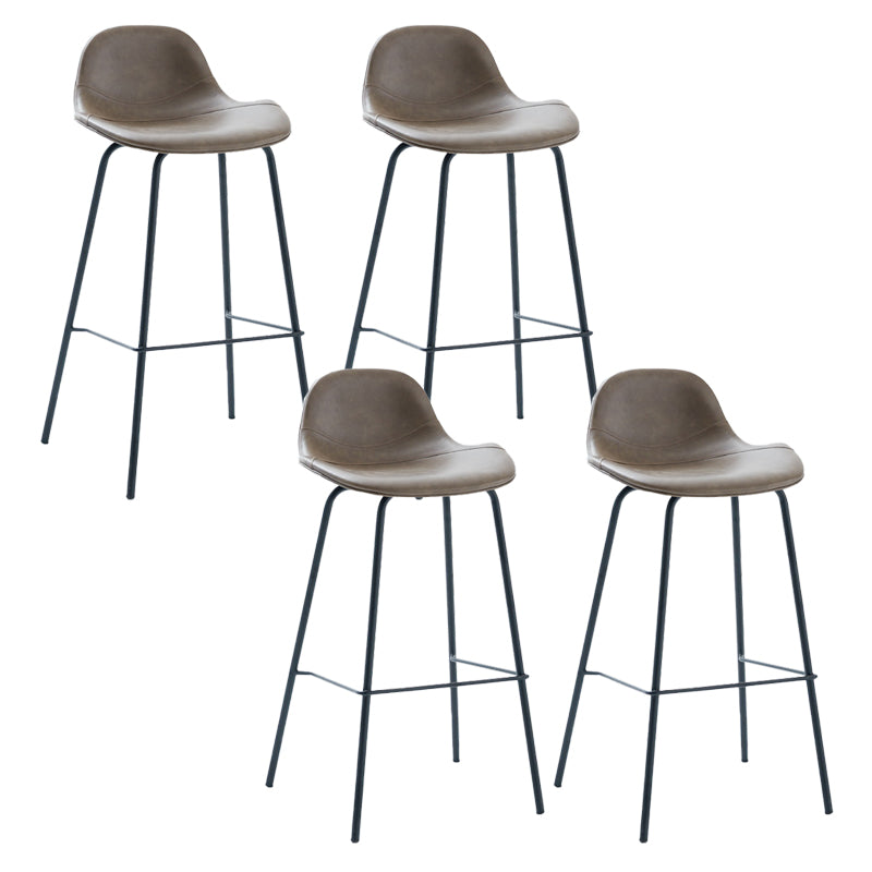 Leather Armless Bar Stool Modern Backrest Counter Stool for Dining Room