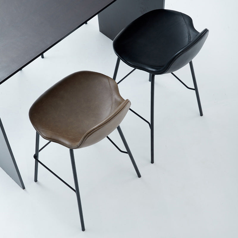 Leather Armless Bar Stool Modern Backrest Counter Stool for Dining Room