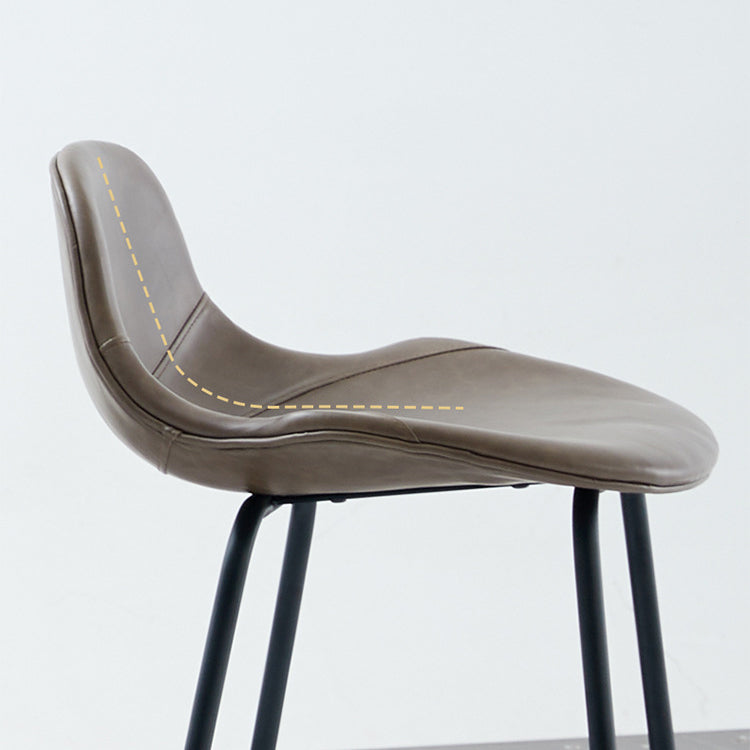 Leather Armless Bar Stool Modern Backrest Counter Stool for Dining Room