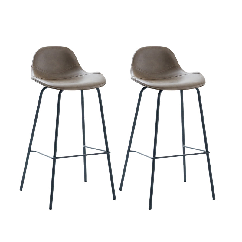 Leather Armless Bar Stool Modern Backrest Counter Stool for Dining Room