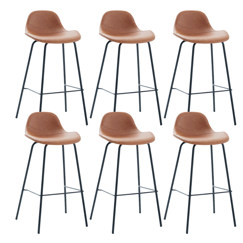 Leather Armless Bar Stool Modern Backrest Counter Stool for Dining Room