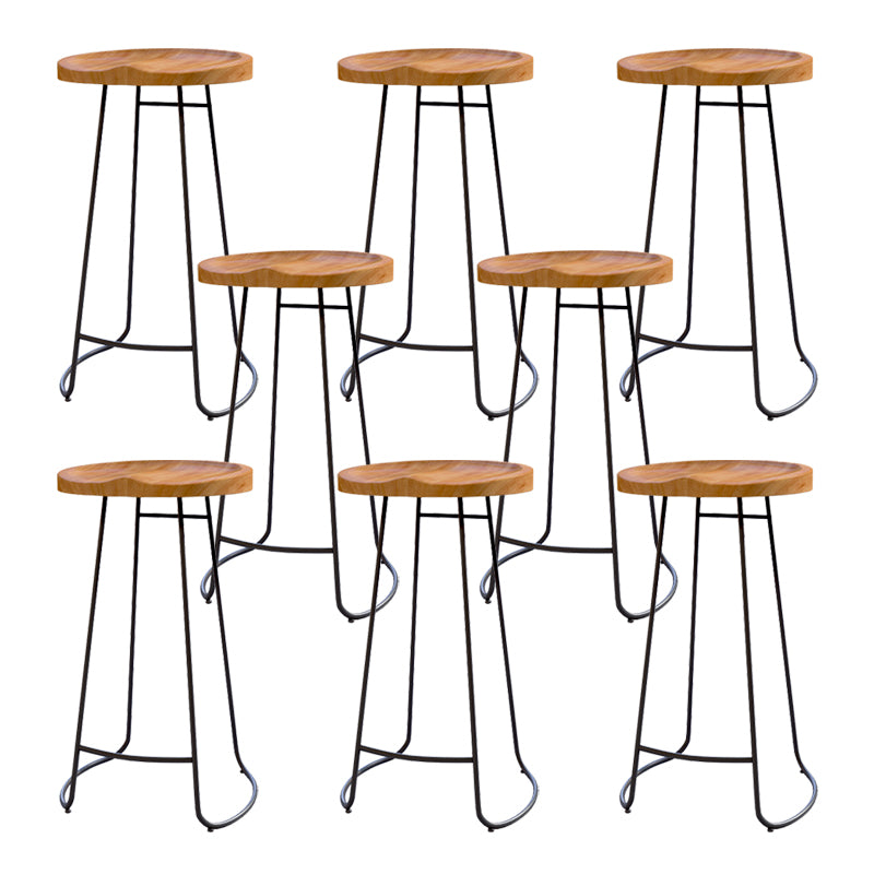 Contemporary Dining Stools Armless Bar Stools Black Metal Legs
