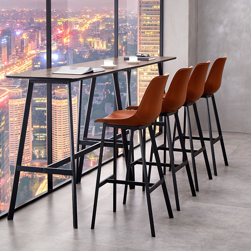 Leather Bar Stool Modern Backrest Counter Stool for Dining Room