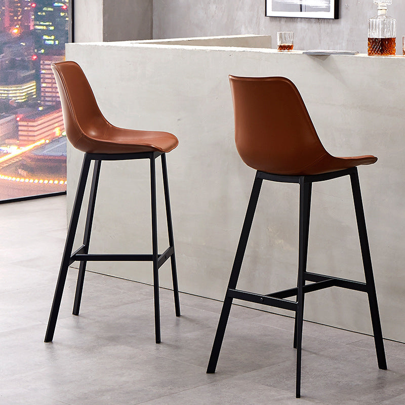 Leather Bar Stool Modern Backrest Counter Stool for Dining Room