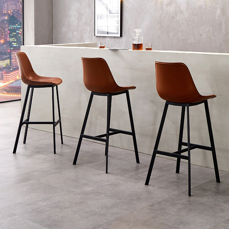 Leather Bar Stool Modern Backrest Counter Stool for Dining Room