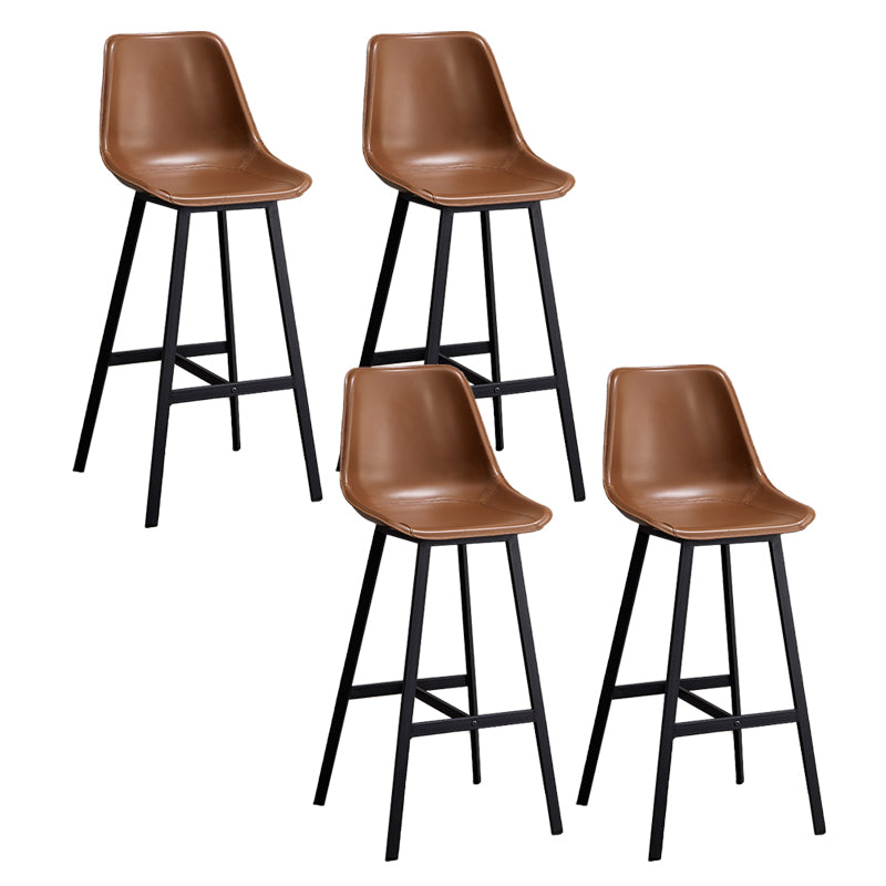 Leather Bar Stool Modern Backrest Counter Stool for Dining Room