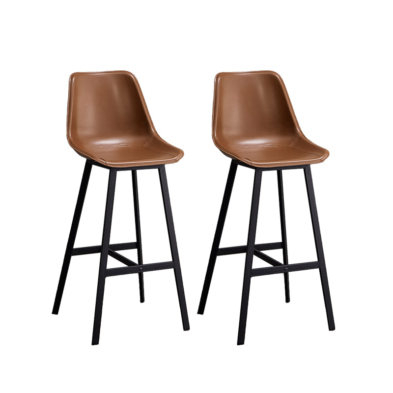 Leather Bar Stool Modern Backrest Counter Stool for Dining Room