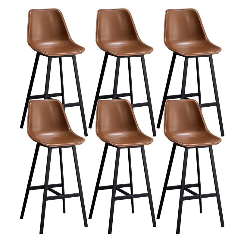 Leather Bar Stool Modern Backrest Counter Stool for Dining Room