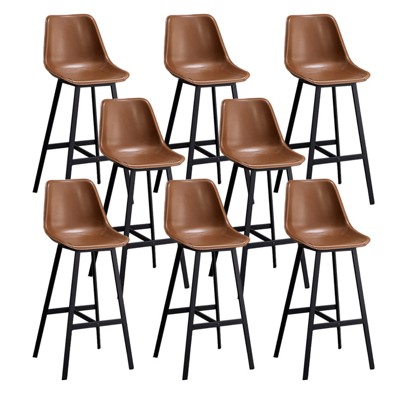 Leather Bar Stool Modern Backrest Counter Stool for Dining Room