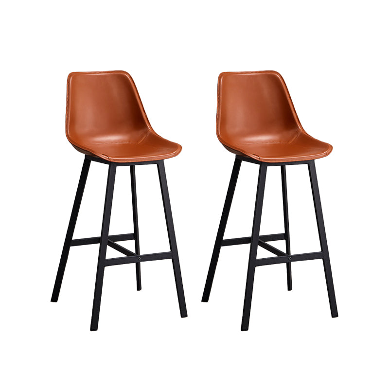 Leather Bar Stool Modern Backrest Counter Stool for Dining Room