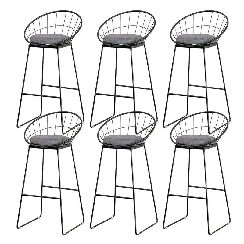 Black Metal Base Dining Stools Contemporary Round Bar Stools with Footrest