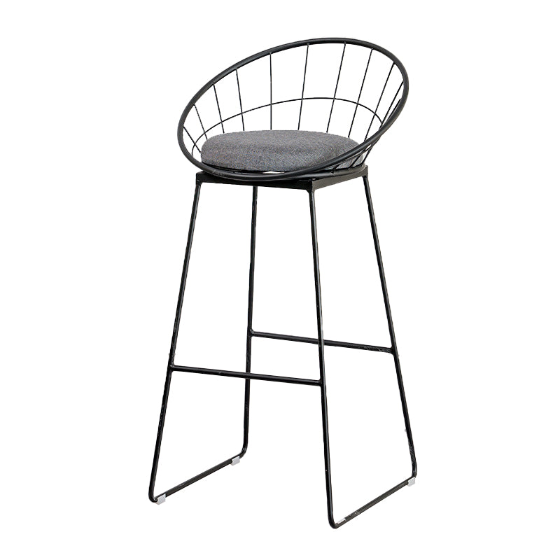 Black Metal Base Dining Stools Contemporary Round Bar Stools with Footrest
