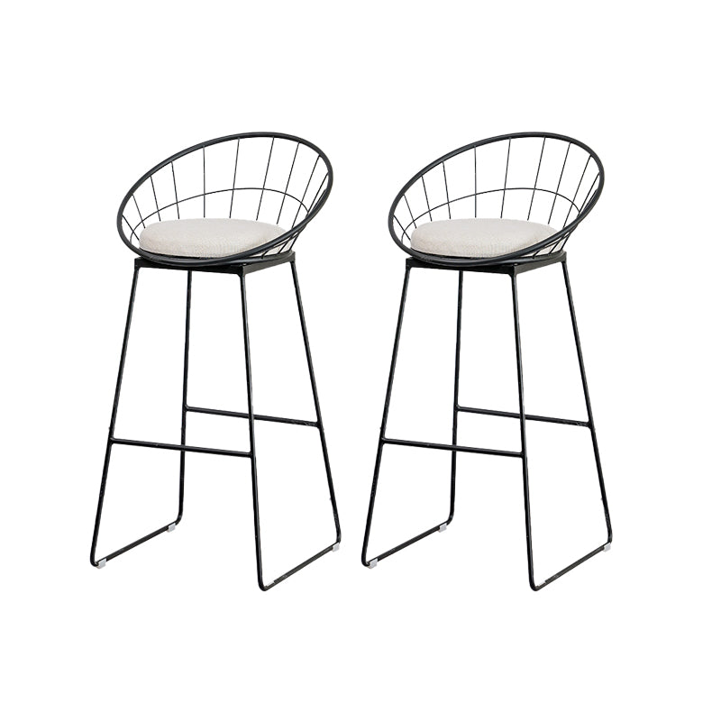 Black Metal Base Dining Stools Contemporary Round Bar Stools with Footrest