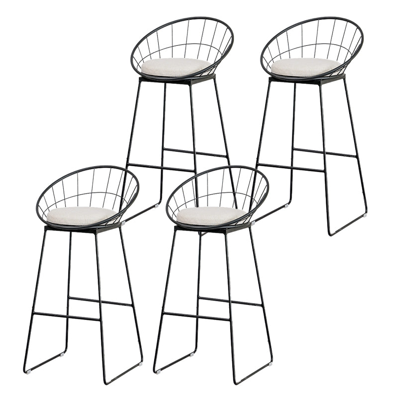 Black Metal Base Dining Stools Contemporary Round Bar Stools with Footrest