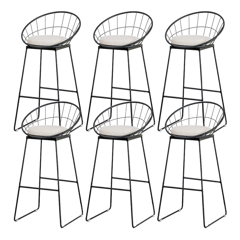 Black Metal Base Dining Stools Contemporary Round Bar Stools with Footrest
