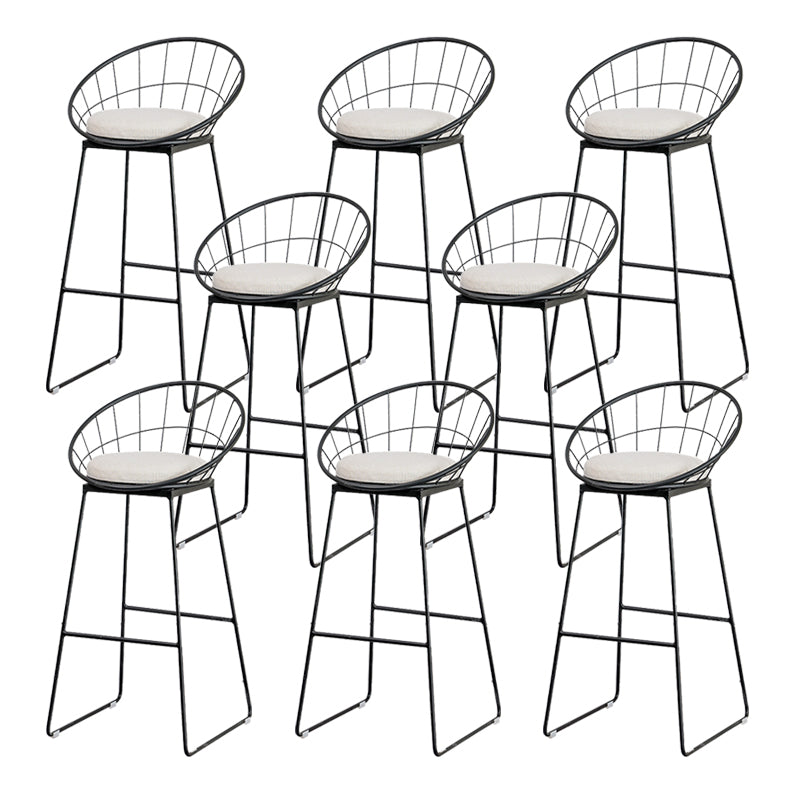 Black Metal Base Dining Stools Contemporary Round Bar Stools with Footrest