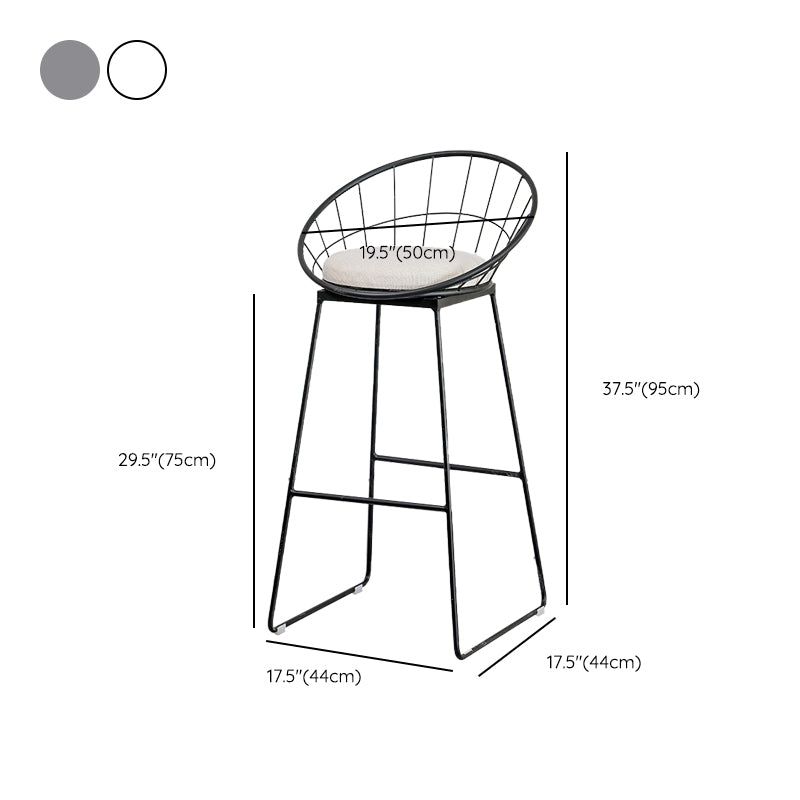 Black Metal Base Dining Stools Contemporary Round Bar Stools with Footrest