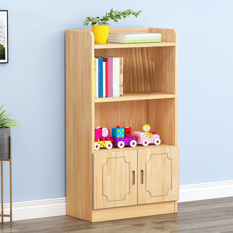 Modern Floor Vertical Bookshelf Brown Closed Back Wooden Shelf Bookcase for Bedroom