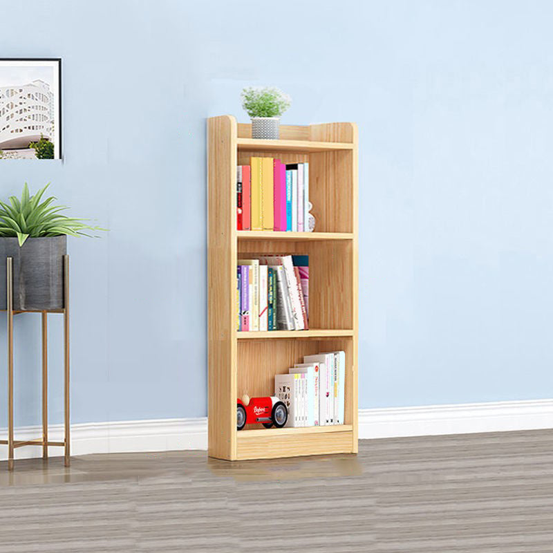 Modern Floor Vertical Bookshelf Brown Closed Back Wooden Shelf Bookcase for Bedroom