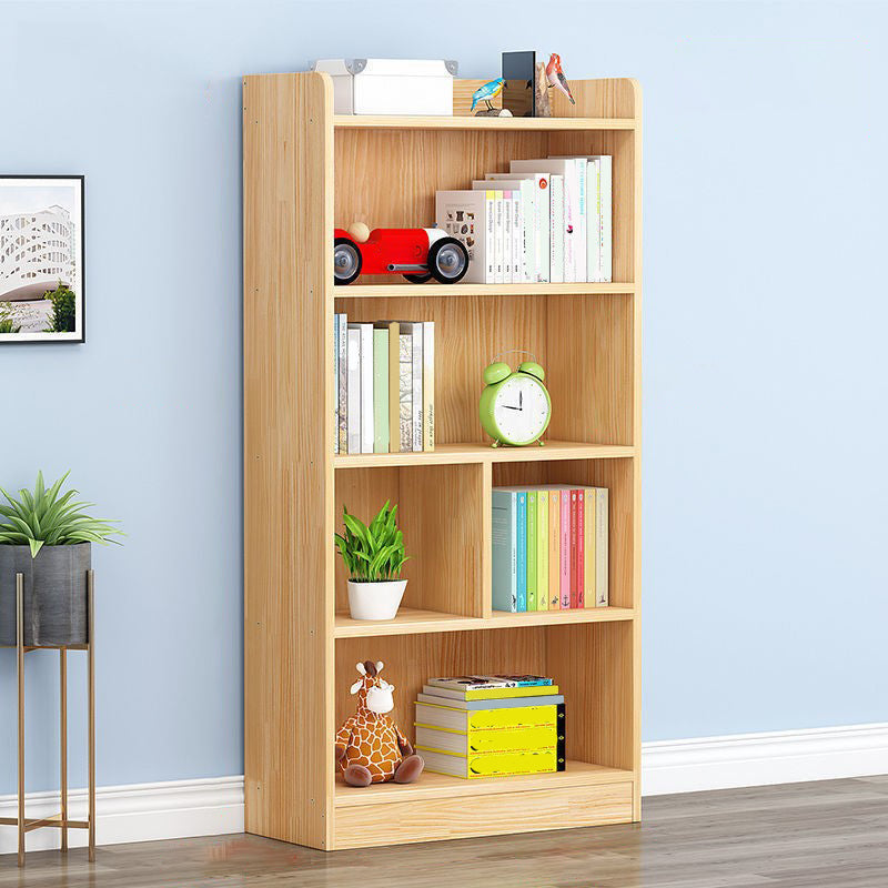 Modern Floor Vertical Bookshelf Brown Closed Back Wooden Shelf Bookcase for Bedroom