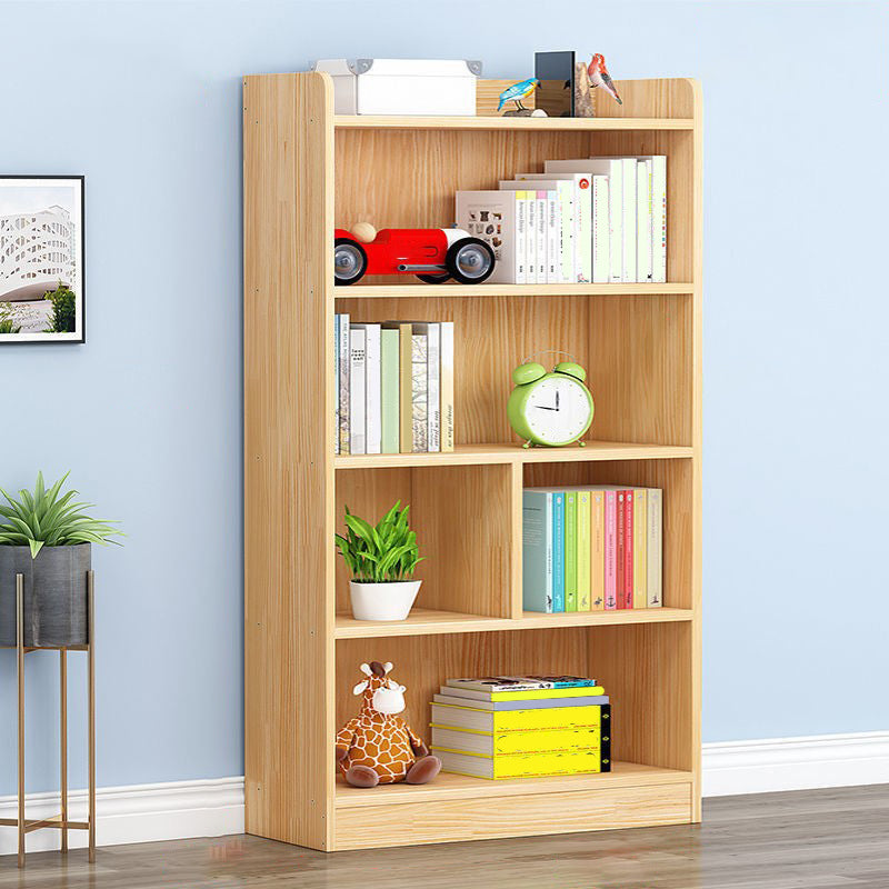 Modern Floor Vertical Bookshelf Brown Closed Back Wooden Shelf Bookcase for Bedroom