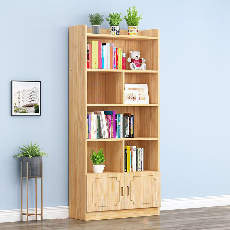 Modern Floor Vertical Bookshelf Brown Closed Back Wooden Shelf Bookcase for Bedroom