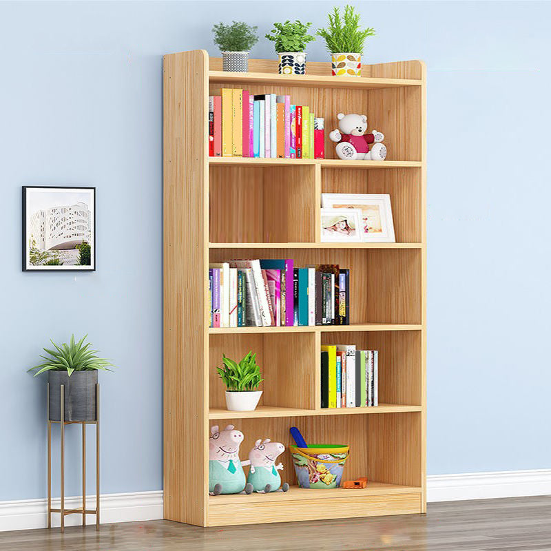 Modern Floor Vertical Bookshelf Brown Closed Back Wooden Shelf Bookcase for Bedroom