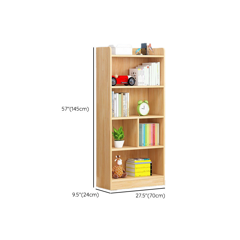 Modern Floor Vertical Bookshelf Brown Closed Back Wooden Shelf Bookcase for Bedroom