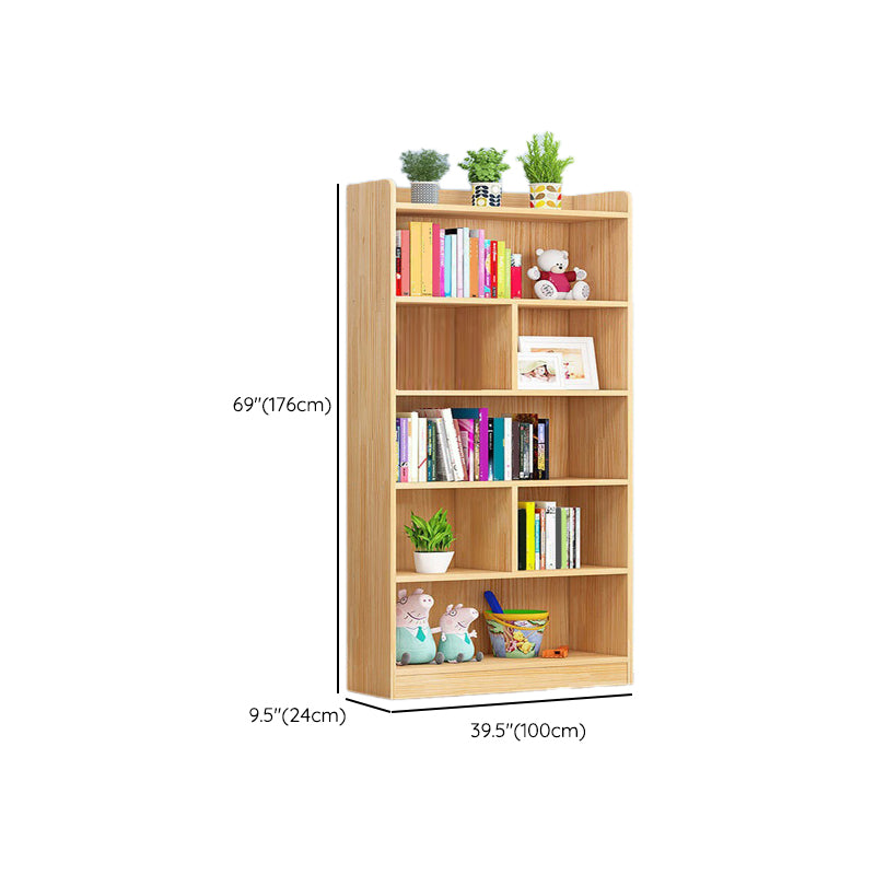 Modern Floor Vertical Bookshelf Brown Closed Back Wooden Shelf Bookcase for Bedroom