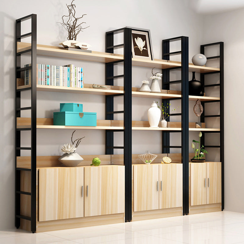 Modern Open Shelf Bookcase Engineered Wood Bookshelf with Doors for Study Room