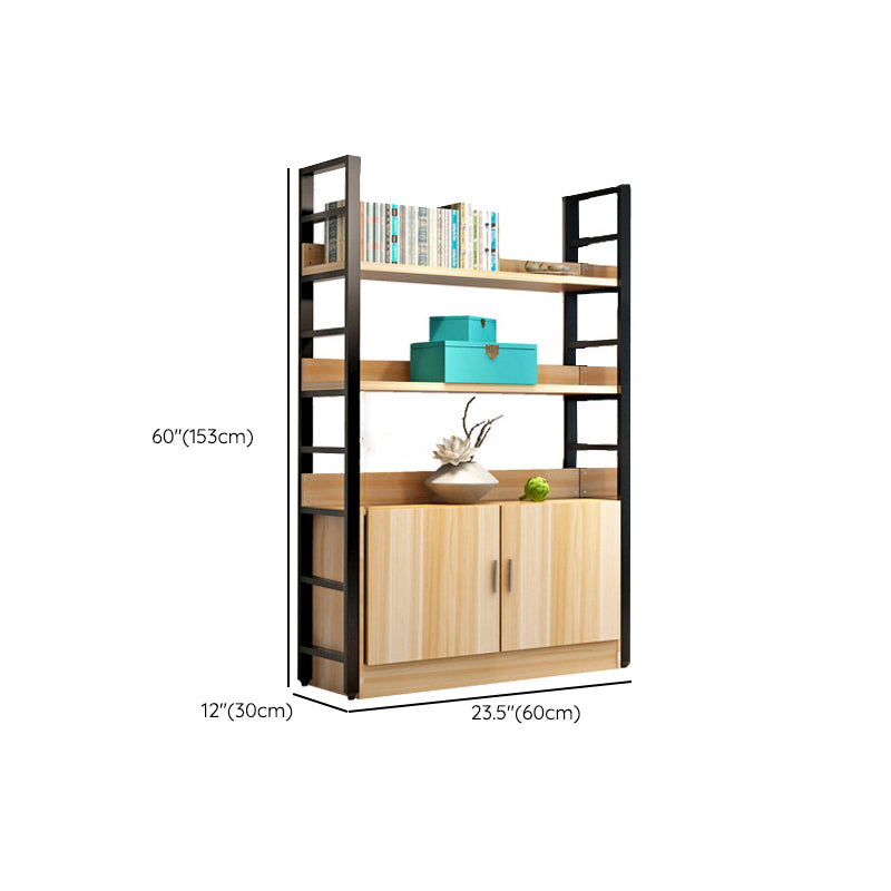 Modern Open Shelf Bookcase Engineered Wood Bookshelf with Doors for Study Room