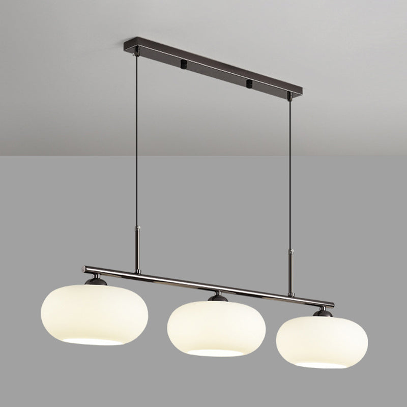 Modern Style Drum Shade Island Pendants 3 Lights Glass Pendant Lights for Dining Room