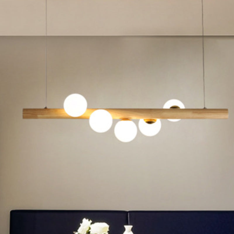 Modern Wood Kitchen Island Lighting Glass Shaded Ceiling Light for Foyer