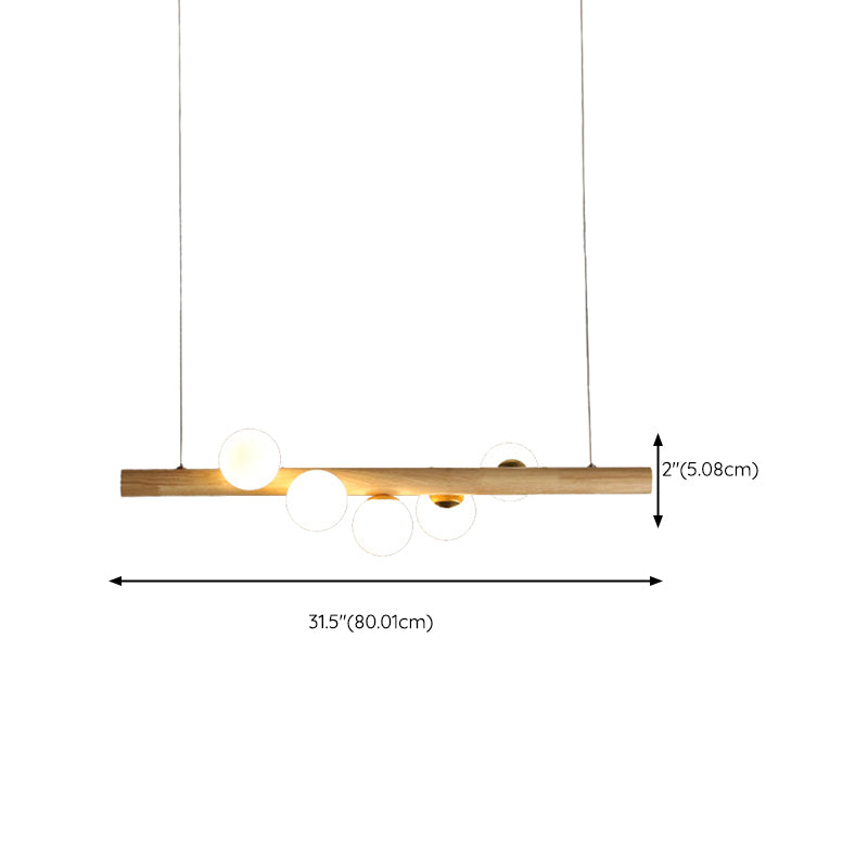 Modern Wood Kitchen Island Lighting Glass Shaded Ceiling Light for Foyer