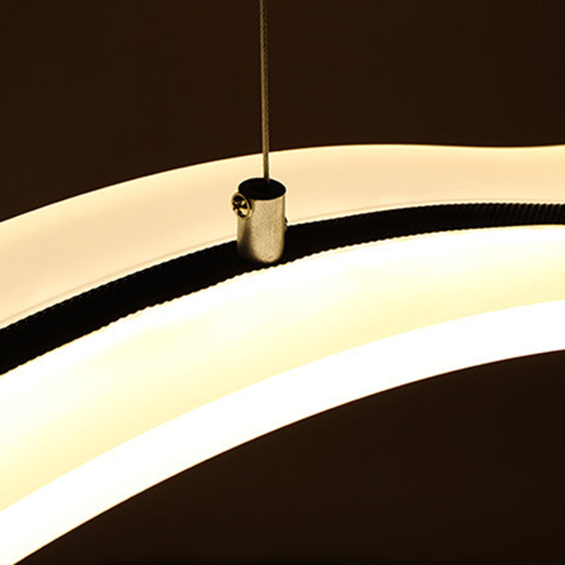 Linear Shape Pendant Light Modern Style Acrylic 1 Lights Island Lamps in White