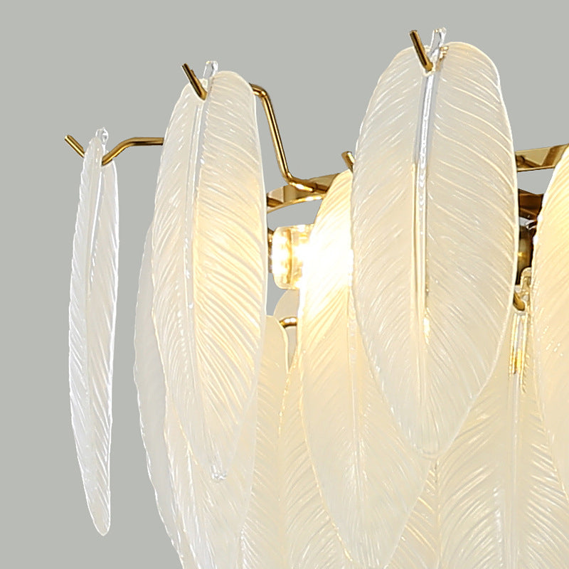Modern Style Island Light Feather-shaped Glass Hanging Light for Dining Room