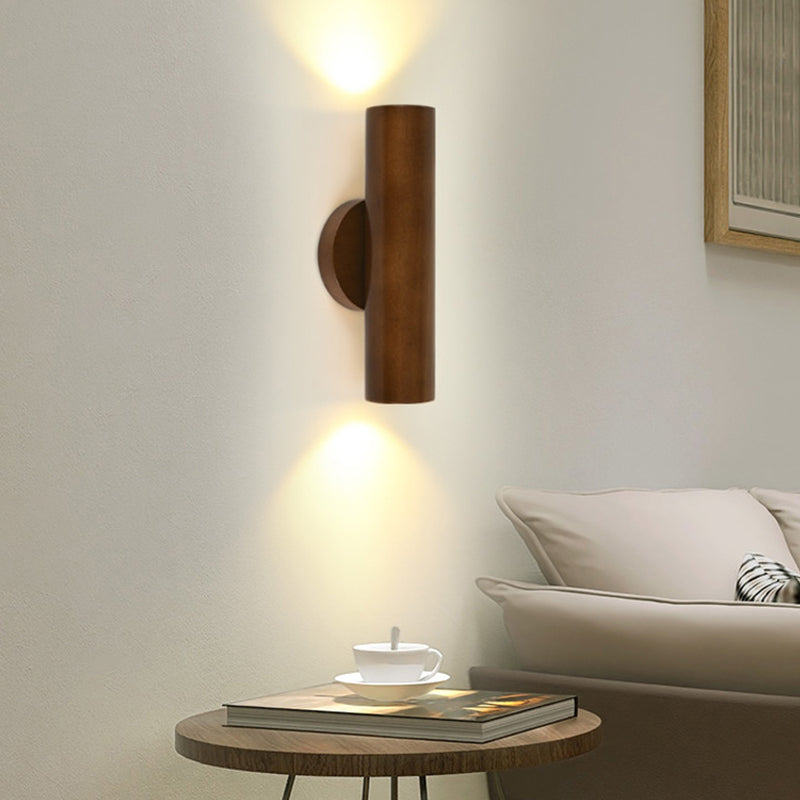 Contemporary Wood Wall Light Cylinder Lighting for Living Room